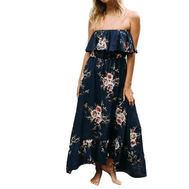 Chic Casual Wardrobe Essentials Vintage Floral Print Maxi Dress