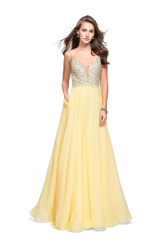 Casual Chic for Women La Femme - 26278 Deep Sweetheart Neck Chiffon A-line Gown