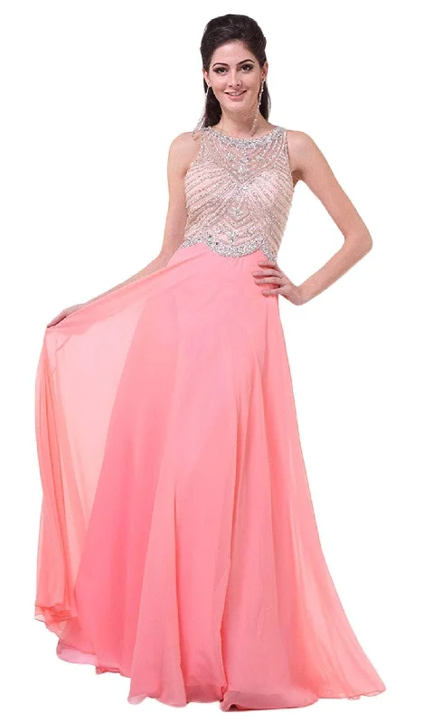 Seasonal Women’s Fashion Trends Ladivine 8733 - Crystal Adorned A-Line Evening Gown