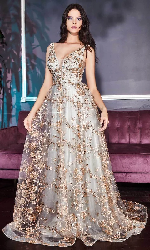 Casual Women’s Clothing Online Ladivine CB068 - Glitter Embellished A-Line Gown