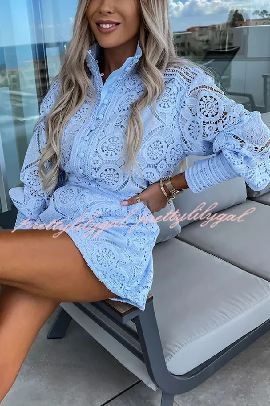 Everyday Women’s Fashion Trends Radiant Blessings Eyelet Crochet Lace Blouse and Shorts Set