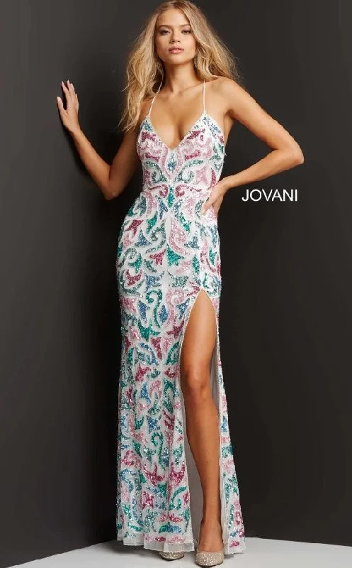 Attire Sale Jovani 08557 Spaghetti Strap Long Formal Prom Gown