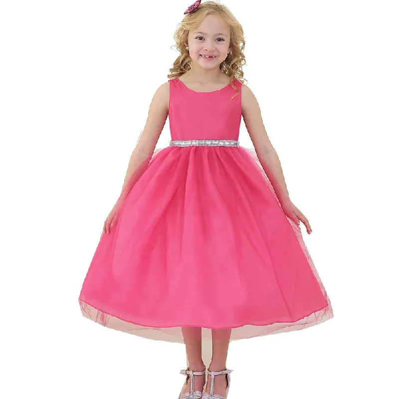 Hot Brand Discounts Little Girls Fuchsia Rhinestone Tulle Flower Girl Dress 2T-6