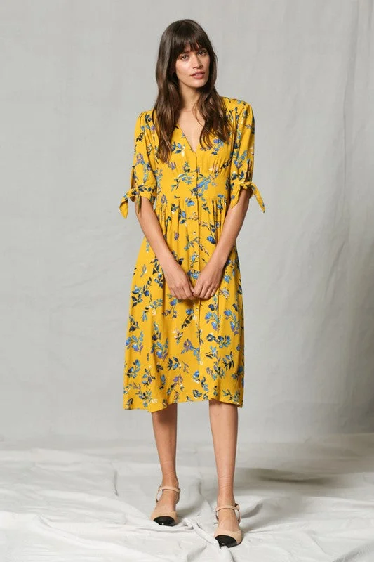 Comfortable Chic Floral Print Button Down Dress