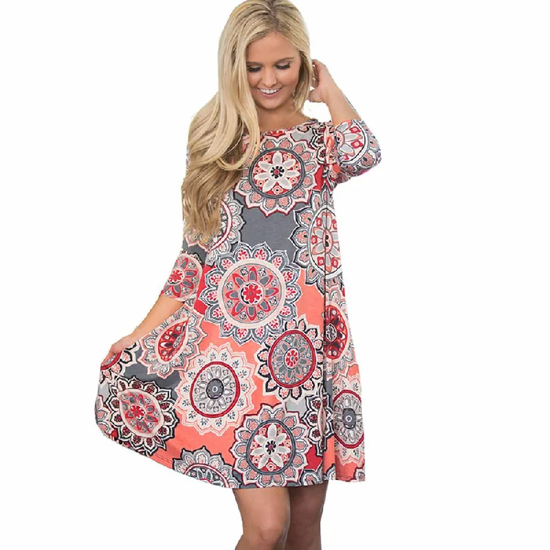 Comfy Women’s Outfits for Daily Wear Vintage Boho Maxi  Floral Dress