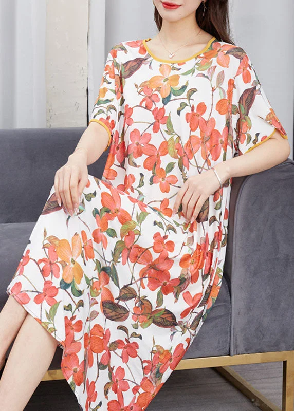 Outfits For Girls Plus Size Floral O Neck Patchwork Chiffon Dresses Summer