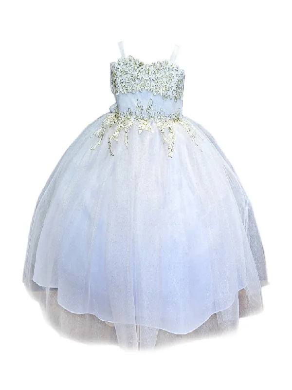 Special Offers, Don't Miss Little Girls Ivory Embroidered Sweetheart Neckline Flower Girl Dress 2-6