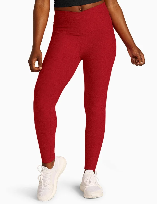 Explore What's New Spacedye At Your Leisure High Waisted Midi Legging - Ruby Red Heather