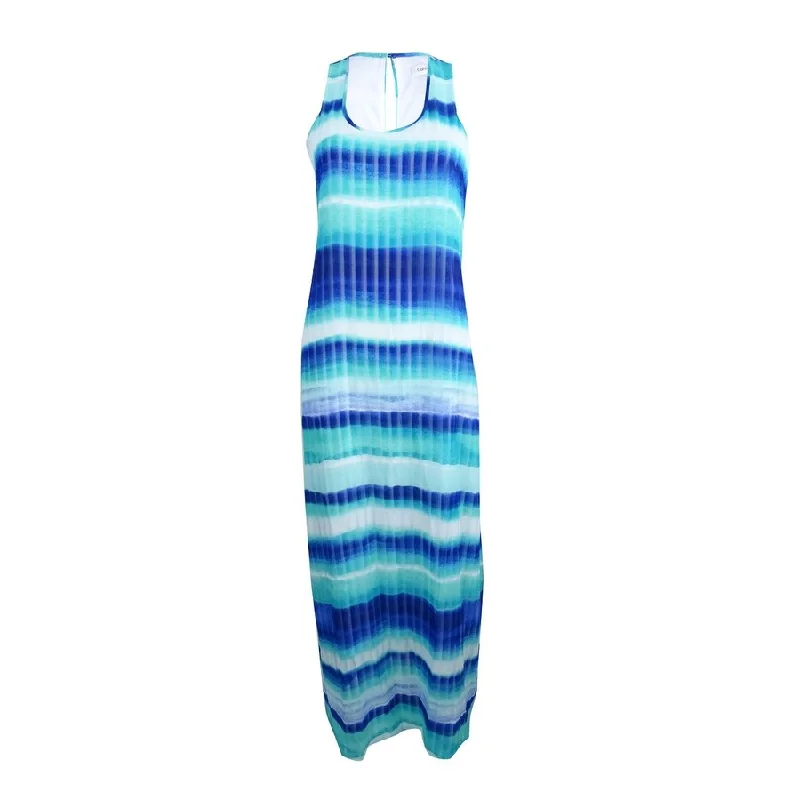 Daily Deals Calvin Klein Women's Striped Chiffon U-Neck Maxi Dress