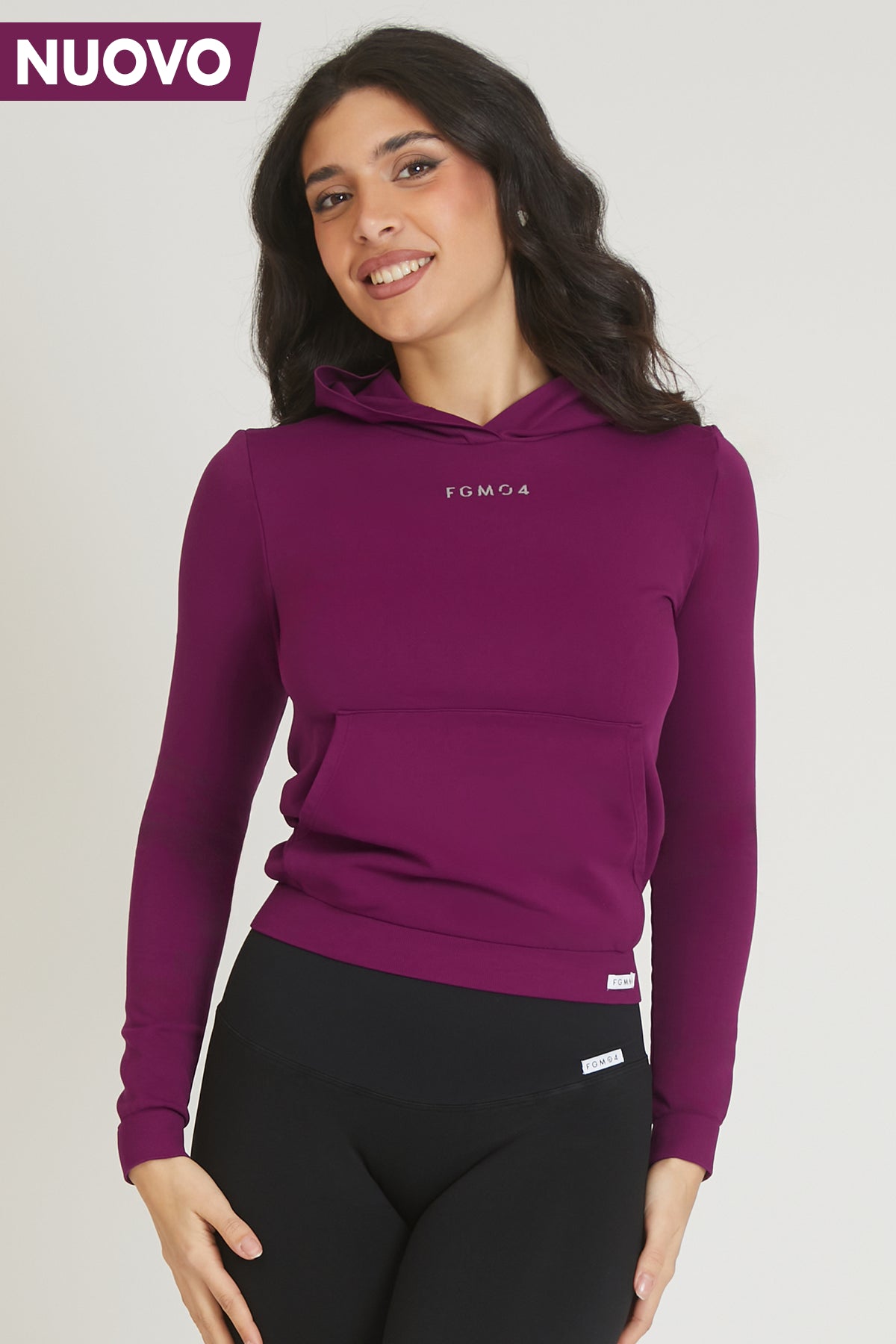 Women's Clothing Stores Maglia Slim Con Cappuccio Dark Purple