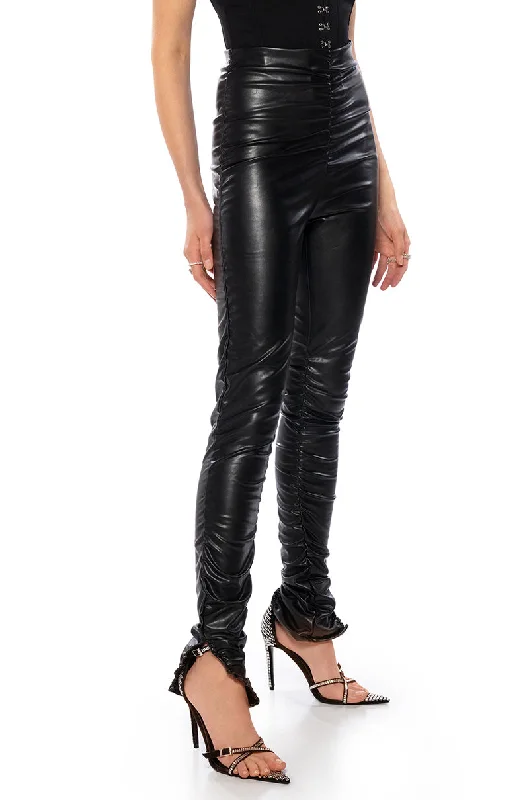 Online Clothing Stores BUTTERY RUCHED FAUX LEATHER LEGGINGS