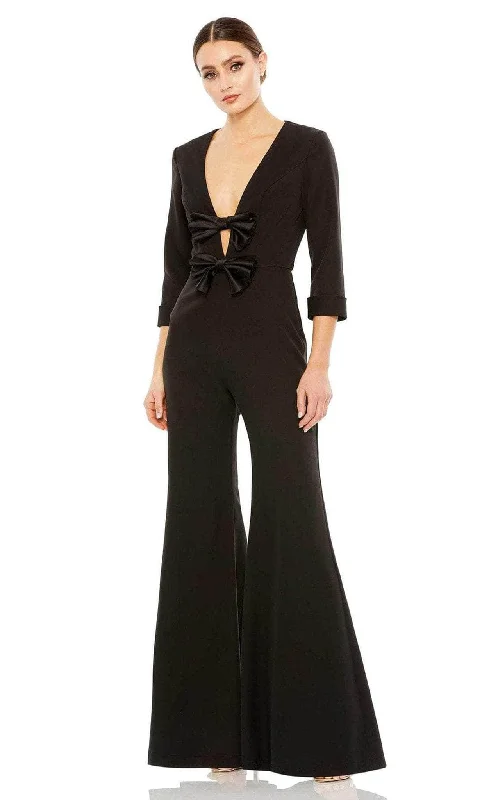 Women's Clothing Ieena Duggal A27033 - Plunging Neck Jumpsuit