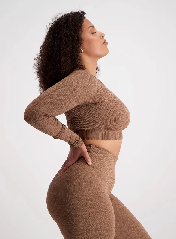 Timeless Classics Bronze Ribbed Seamless Crop Long Sleeve