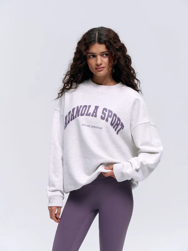 Versatile Wardrobe Essentials Adanola Sport Oversized Sweatshirt - Light Grey Melange/Violet Purple