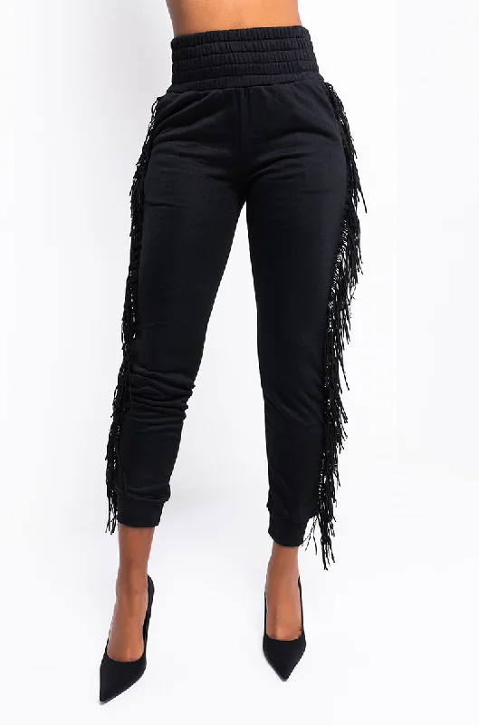 Women Wear Brands FRINGE ALL THE WAY JOGGER BLACK