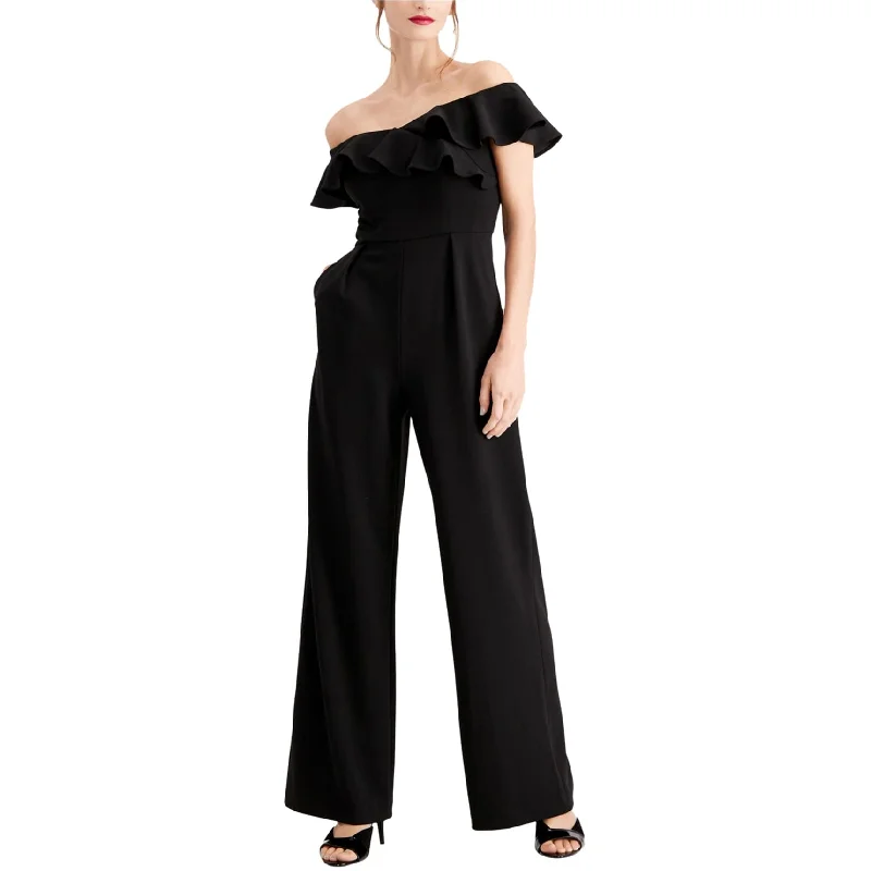 Special Offer For You Calvin Klein Womens Ruffled Jumpsuit, Black, 2