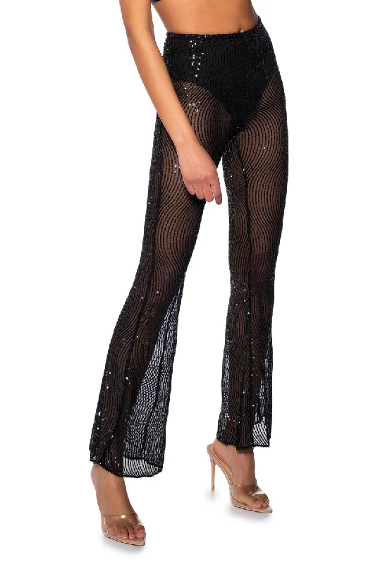 Women's Clothing Online CATCHING EYES SEQUIN EMBELLISHED FLARE PANT