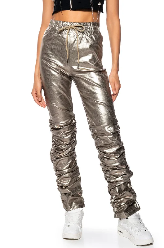 Women's Clothing BLINDING LIGHTS PU METALLIC PANT