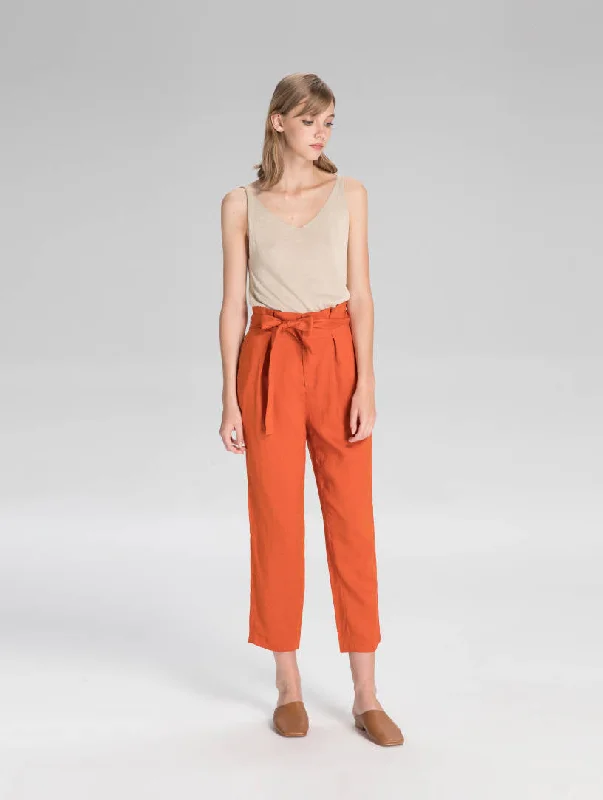 Bold and Elegant Women’s Fashion Burnt Orange Linen Pants