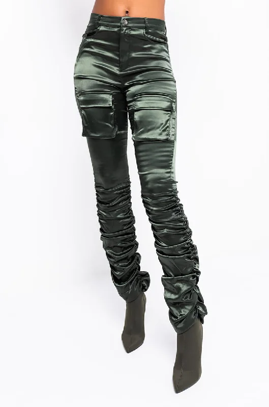 Women Fashion BETTER ME HIGH WAISTED STRETCHY SCRUNCHED ANKLE PANTS OLIVE