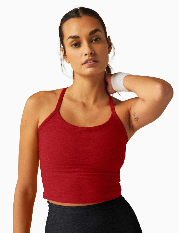 Stupidly Low Prices Spacedye Slim Racerback Cropped Tank - Ruby Red Heather