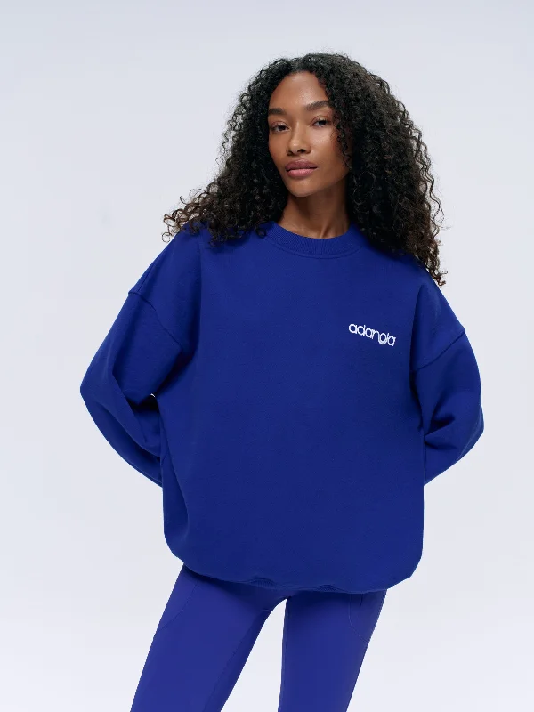 Fashion Forward Femme Motion Oversized Sweatshirt - Cobalt Blue/White