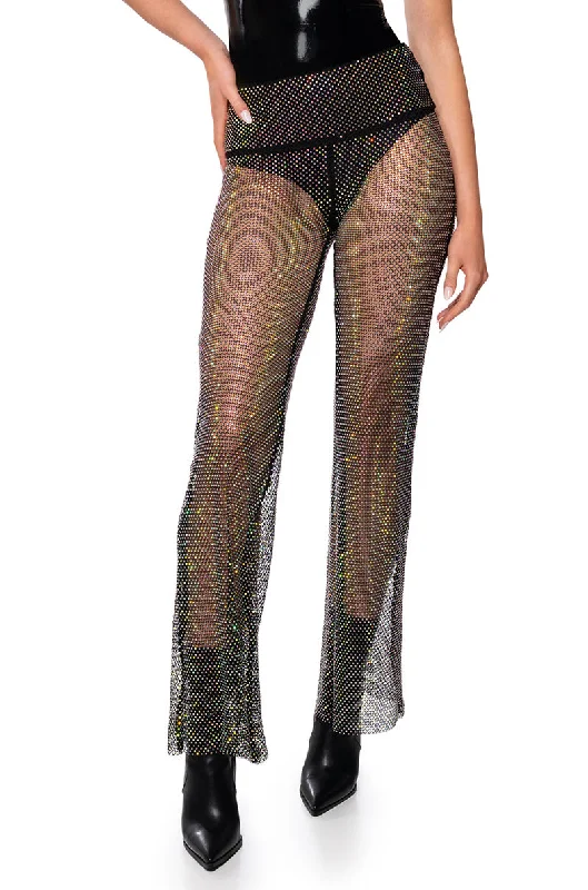 Online Boutique Stores ROXY RHINESTONE MESH STRAIGHT LEG PANT