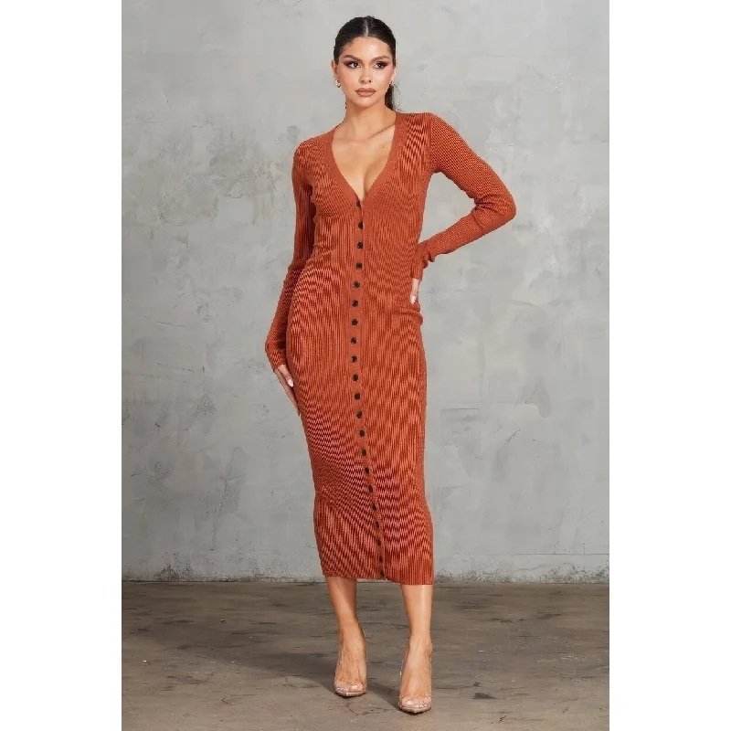 Latest Fashion for Women Ribbed Midi Dress