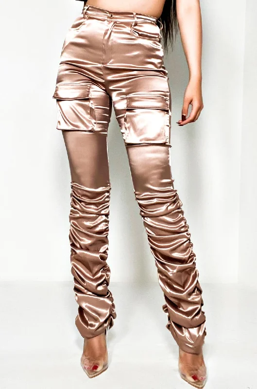 Women's Clothing Online Sale BETTER ME HIGH WAISTED STRETCHY SCRUNCHED ANKLE PANTS ROSE GOLD