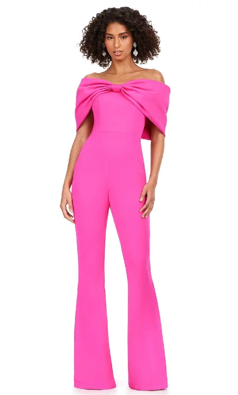 Women's Clothing Online Sale Ashley Lauren 11414 - Off Shoulder Jumpsuit