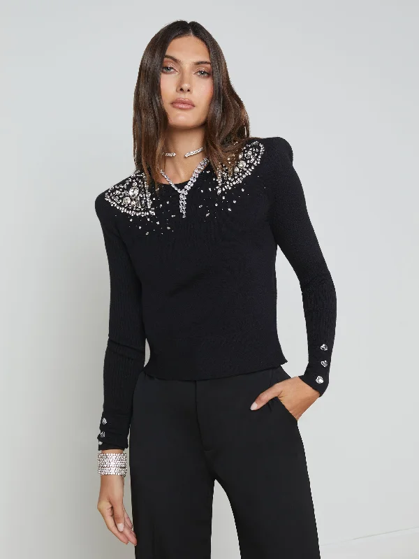 Women's Clothing Boutique Cesca Embellished Pullover