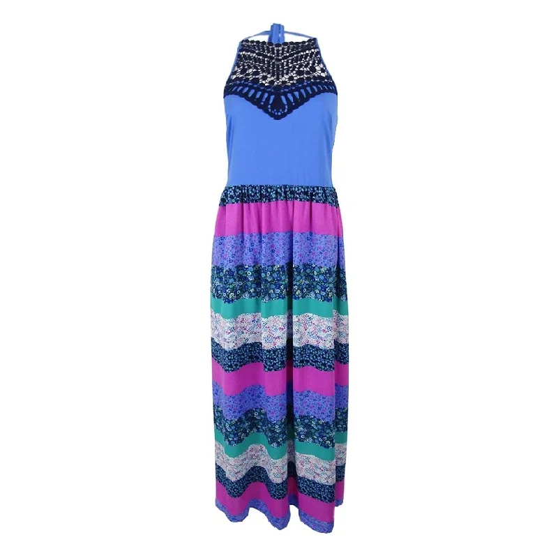 Don't Miss Out Tommy Hilfiger Women's Printed Crochet-Detail Maxi Dress