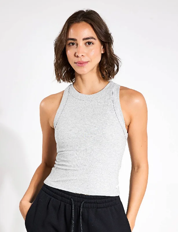 Trendy New Clothes Harmony Ribbed Tank - Grey Marl